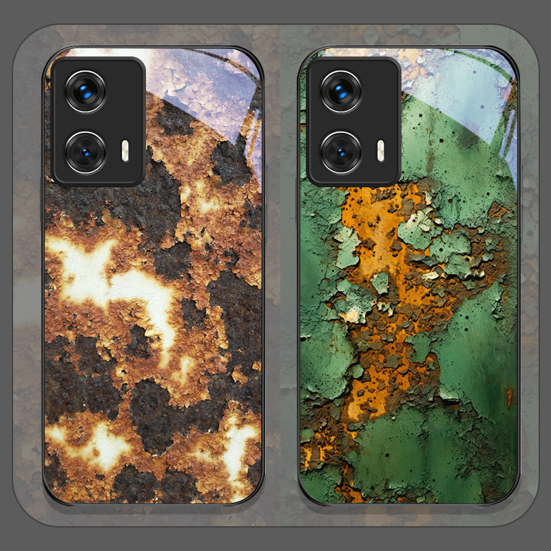 Phone Cases Motorola - เคสโทรศัพท์กระจกนิรภัยลายพื้นผิวโลหะสนิมแบบสร้างสรรค์ สำหรับ Motorola Moto Edge 50