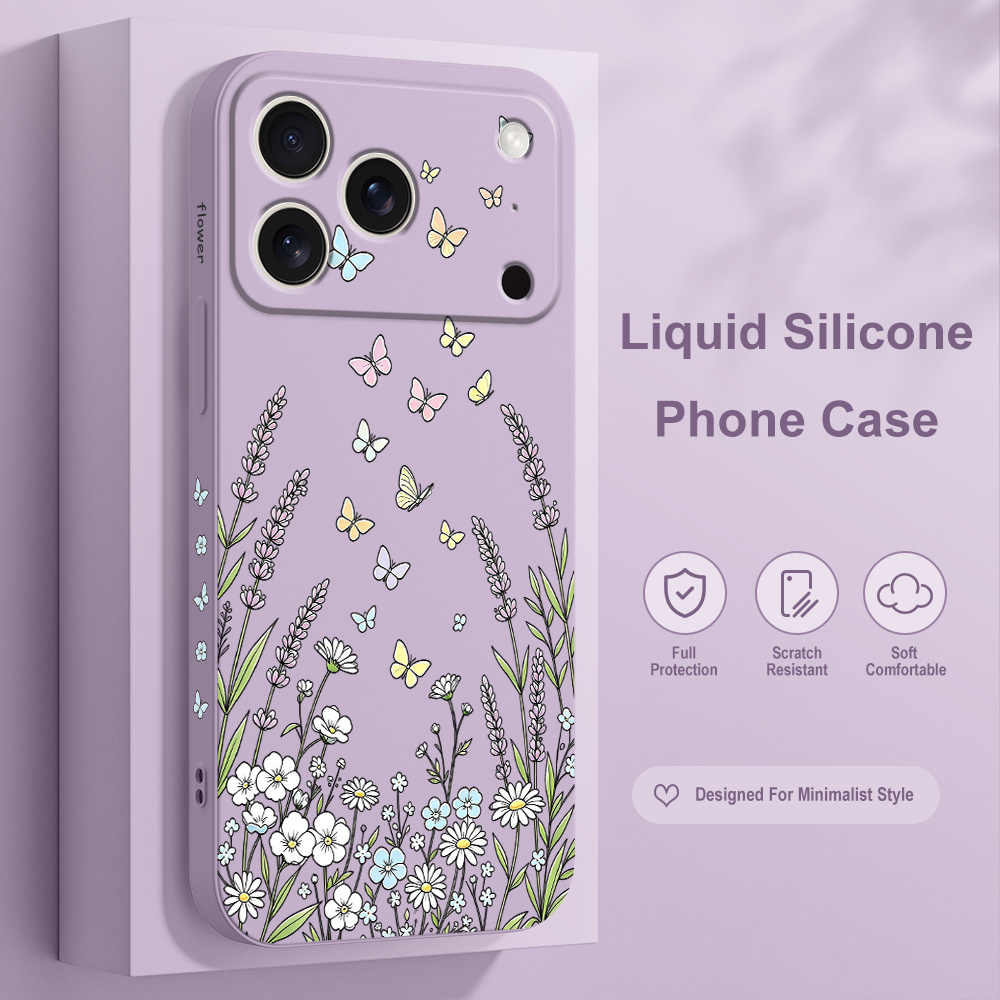 Silicone Liquid Case - เคสโทรศัพท์ลายผีเสื้อสำหรับ iPhone 17 17E Air 16