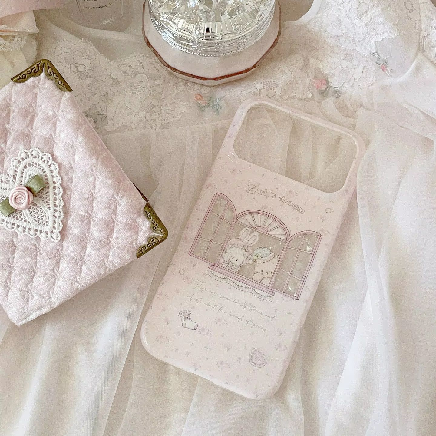 Phone Cases Kawaii - เคสโทรศัพท์ลายดอกไม้สีชมพูสไตล์ Y2K ลายกระต่ายน่ารัก สำหรับ iPhone 17