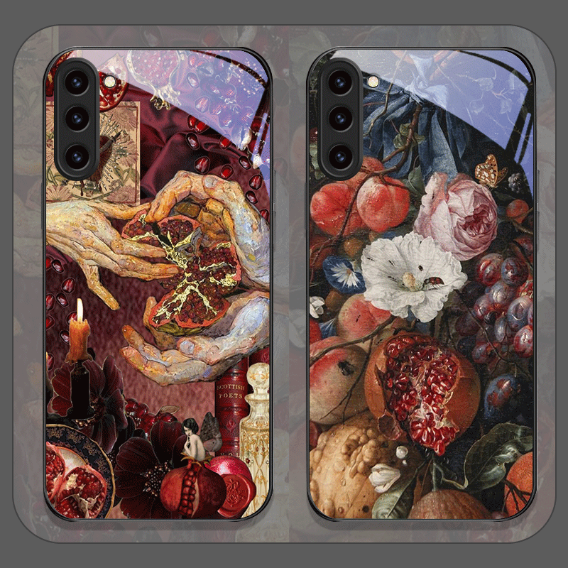 Phone Cases For Samsung S22 - เคสโทรศัพท์มือถือลายดอกทับทิมสุดหรู ทำจากกระจกนิรภัย สำหรับ Samsung Galaxy S25
