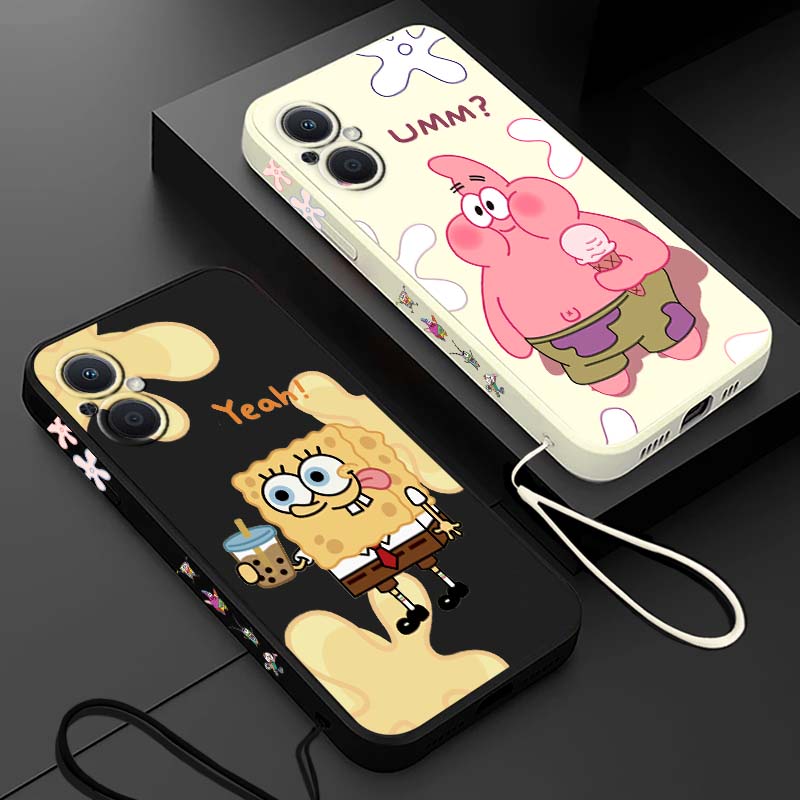 Silicone Liquid Case - เคสโทรศัพท์ลายฟองน้ำบ๊อบ สแควร์แพนท์ส สำหรับ OPPO Reno 15