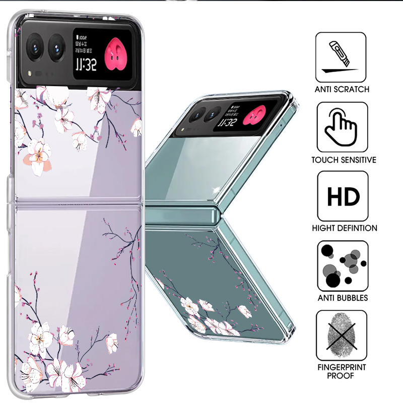 Phone Cases Motorola - เคสโทรศัพท์ลายดอกไม้สีขาวสำหรับ Motorola Razr 60 50 40