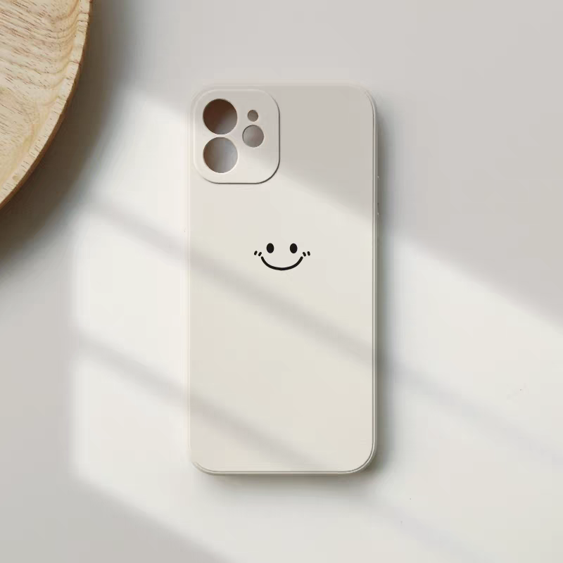 Silicone Liquid Case - เคสโทรศัพท์ลายยิ้มมินิมอล สำหรับ iPhone 17 16 15