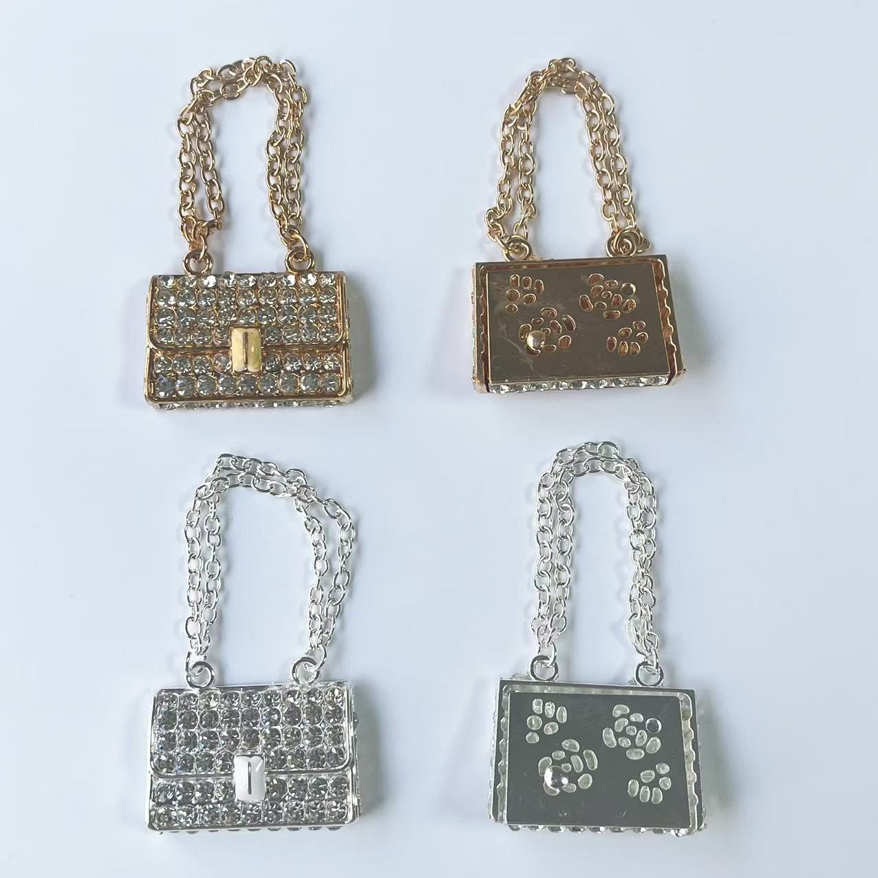Phone Cases Junk - 4 ชิ้น Chic Mini Rhinestone กระเป๋าถือพวงกุญแจตกแต่งผู้หญิงเครื่องประดับ