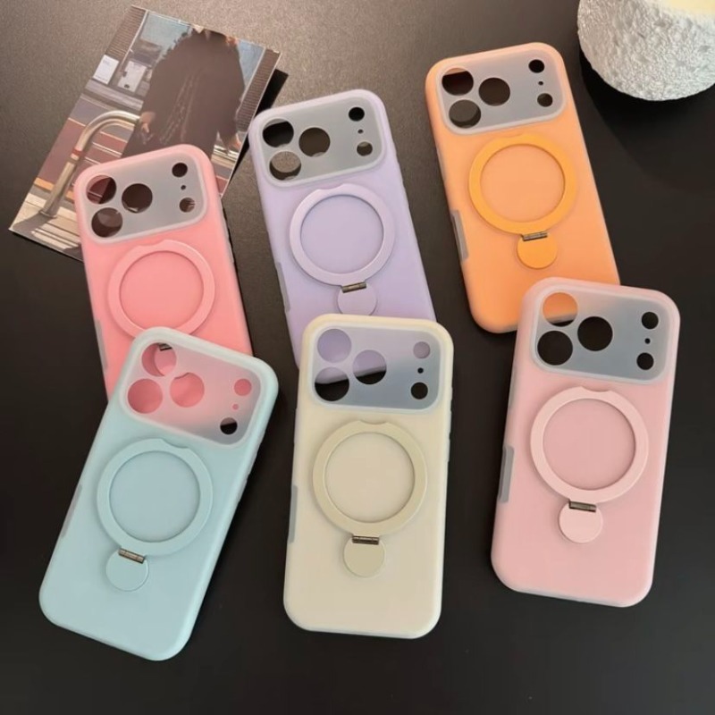 Phone Cases With Stand - เคสโทรศัพท์แม่เหล็กพร้อมขาตั้งหรูหรา สำหรับ iPhone 18 Pro 17