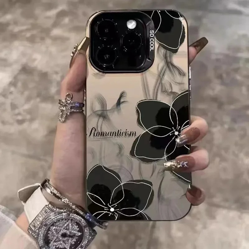 Phone Cases Wholesale - Vintageดอกไม้สีดําเคสโทรศัพท์สําหรับiPhone 11 13 12 Pro Max