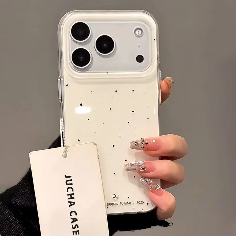 Phone Cases Polka Dot - เคสโทรศัพท์ลายจุดสีขาวสไตล์เกาหลีเรียบง่าย สำหรับ iPhone 17 AIR 16