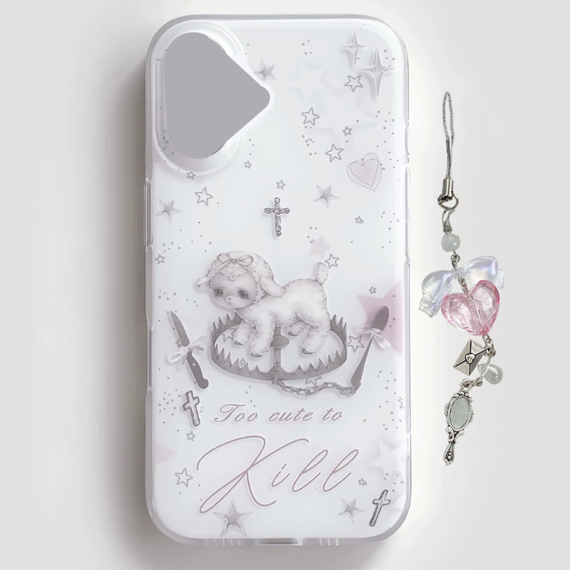 Phone Cases Kawaii - เคสโทรศัพท์ลายการ์ตูนแกะสีชมพูสไตล์เกาหลี Y2K น่ารัก สำหรับ iPhone 17