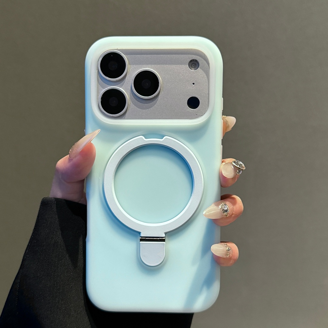 Silicone Liquid Case - เคสโทรศัพท์ซิลิโคนเหลวพร้อมขาตั้งสำหรับ iPhone 18 17 16 13
