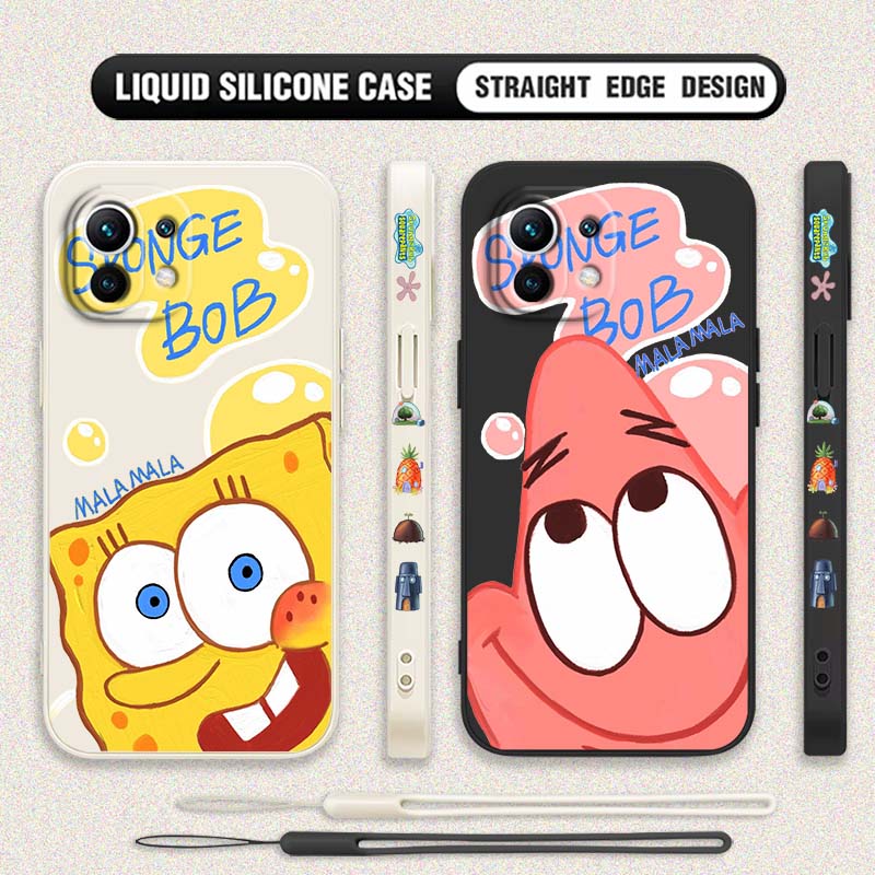 Silicone Liquid Case - เคสโทรศัพท์ลาย S-Starfish S-SpongeBob สำหรับ Xiaomi Mi