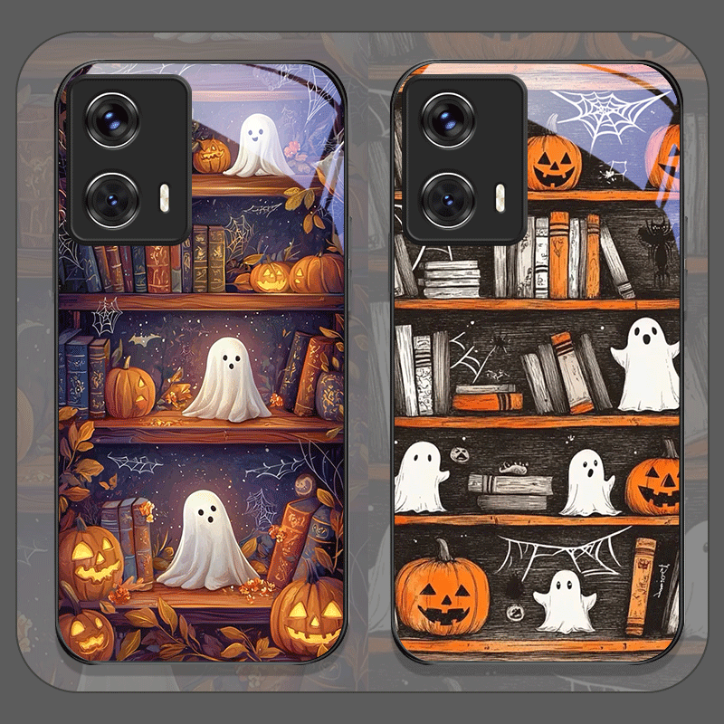 ฮาโลวีนฟักทองผีชั้นวางหนังสือก - Phone Cases Motorola บทวิจารณ์และราคา