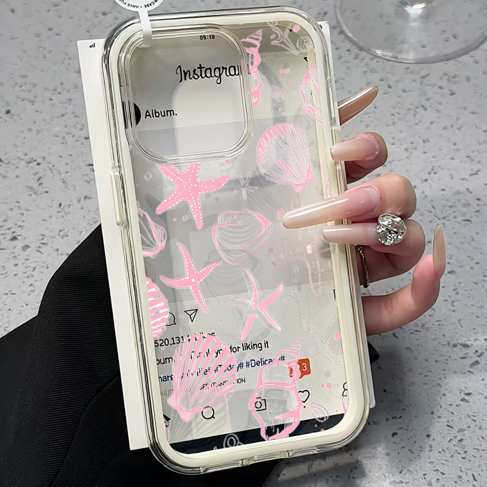 เคสโทรศัพท์ใสลายเปลือกหอยสีชมพ - Phone Cases Clear บทวิจารณ์และราคา